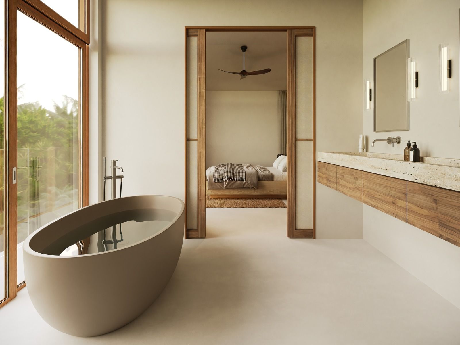 Azure Villa master bathroom with freestanding tub