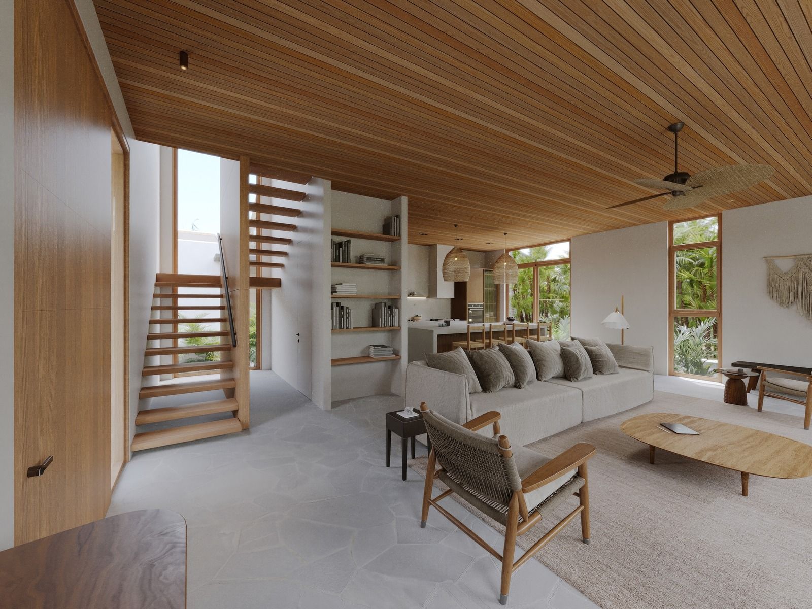 Double-height living room of an Azure Villa