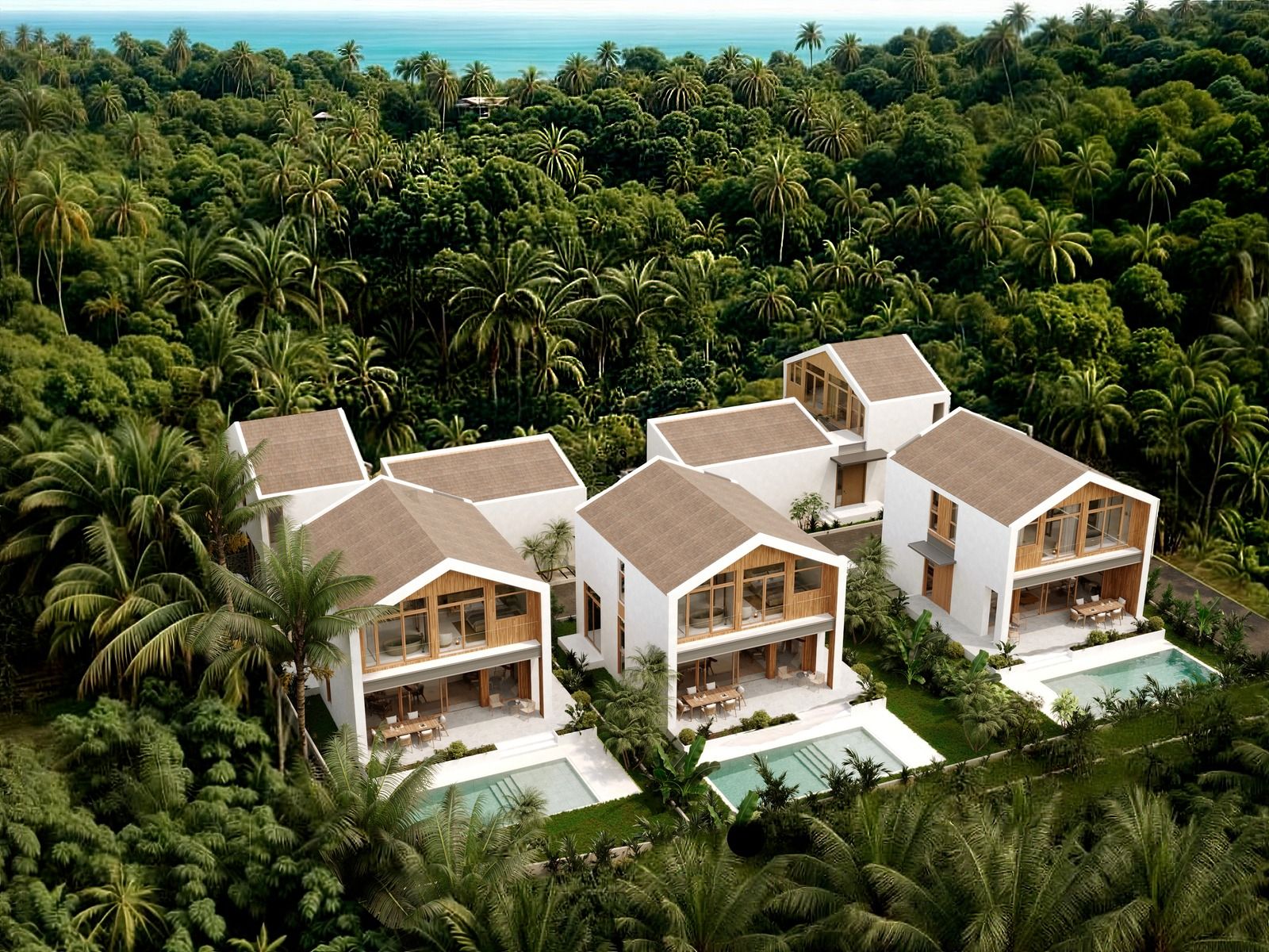 The villas among the palms