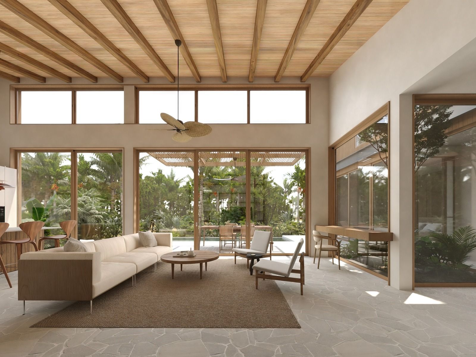 Bay Villa living room opening to the garden